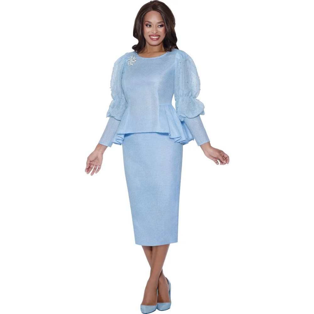 Chic Light Blue Dress Set with Ruffled Sleeves By Stellar Looks SL600512